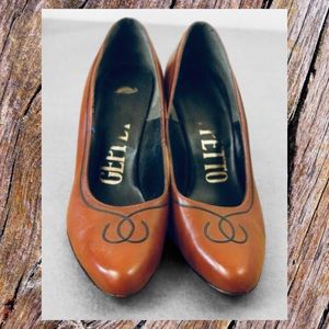Vintage Geppetto Cognac Western Leather Heels 7M